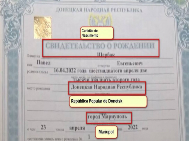 Russos em Mariupol emitem certidão de bebê sem nacionalidade ucraniana