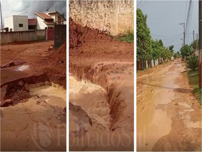 PROBLEMA: Chuva destrói rua e moradores reclamam de obras de drenagem no local   Rondoniaovivo.com