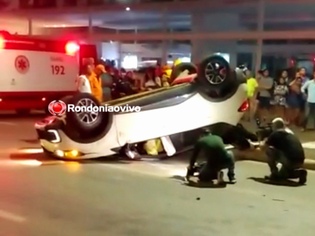 URGENTE: Acidente com capotamento na Avenida Jorge Teixeira deixa criança e mãe feridas   Rondoniaovivo.com