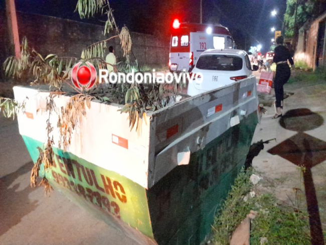PAPA ENTULHO: Motoboy é fechado por carro e quebra a perna ao bater em caçamba    Rondoniaovivo.com