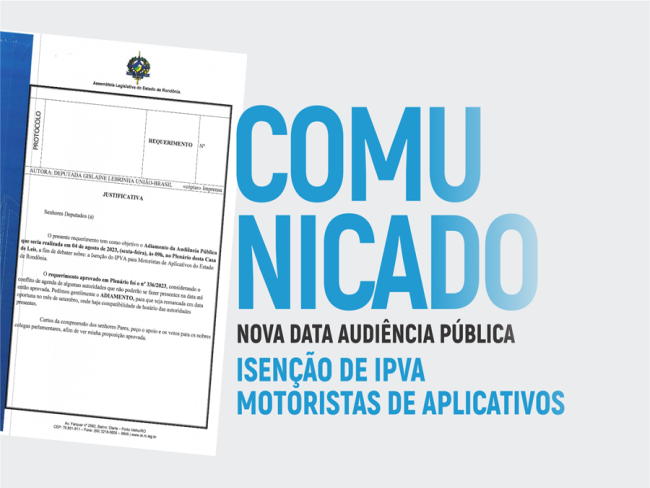 MOTORISTAS DE APP: Deputada comunica nova data para Audiência Pública sobre isenção de IPVA   Rondoniaovivo.com