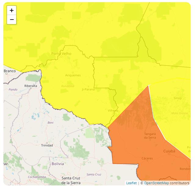 Inmet alerta para perigo potencial de chuva em Rondônia no final do mês 10