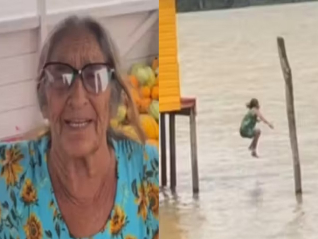 Idosa de 81 anos surpreende com saltos ousados em rio