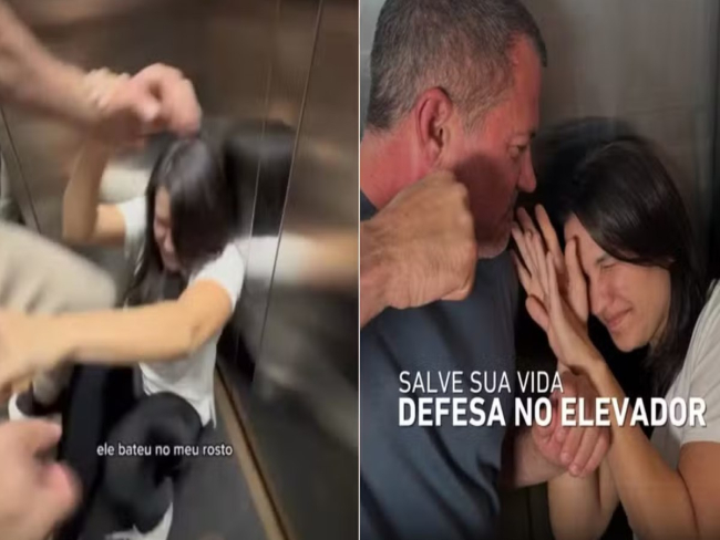 Defesa pessoal: Kyra Gracie e Malvino simulam ataque em elevador