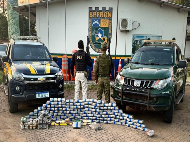 PRF em Rondônia, após troca de informações com o BPFron, apreende mais de 125 kg de entorpecentes em Porto Velho — Polícia Rodoviária Federal