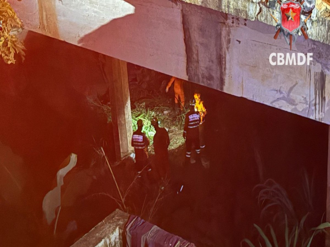 Ônibus perde controle e cai em rio na BR 060