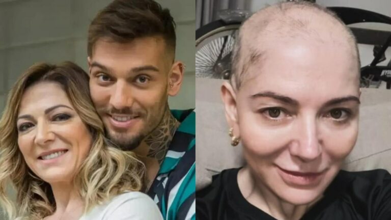 Mãe de Lucas Lucco raspa o cabelo e desabafa sobre doença