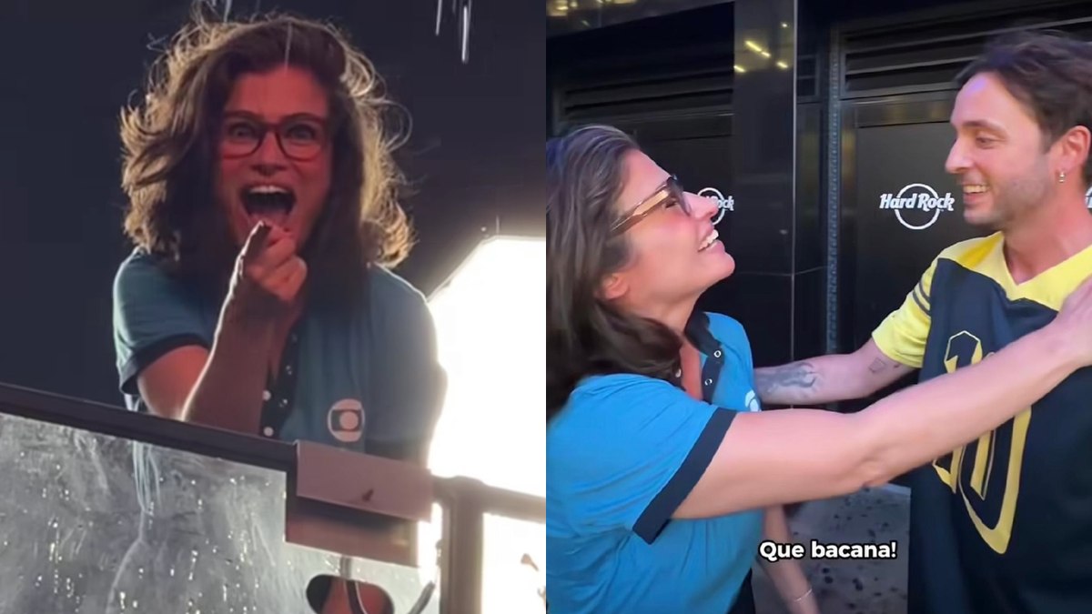 Renata Vasconcellos é surpreendida por crush nos Estados Unidos
