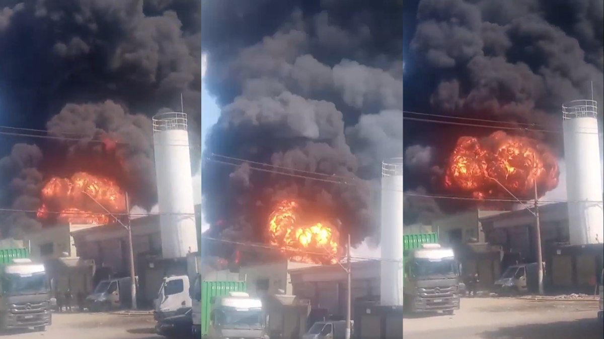 Vídeo: incêndio de grandes proporções atinge fábrica em Guarulhos